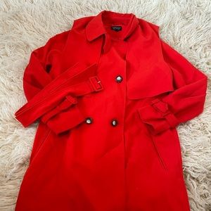 Top shop Red Orange Pea Coat 8